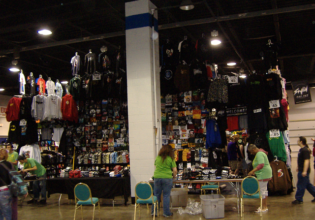 A huge t-shirt booth at Acen